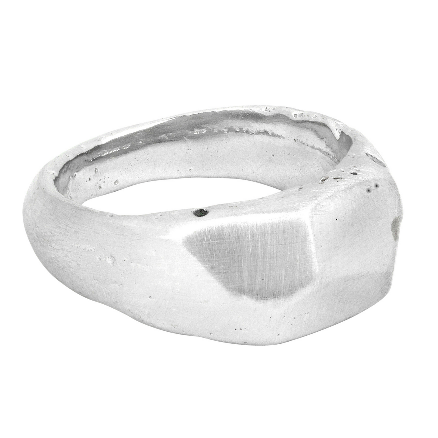 faceted geometric rustic silver sandcast ring