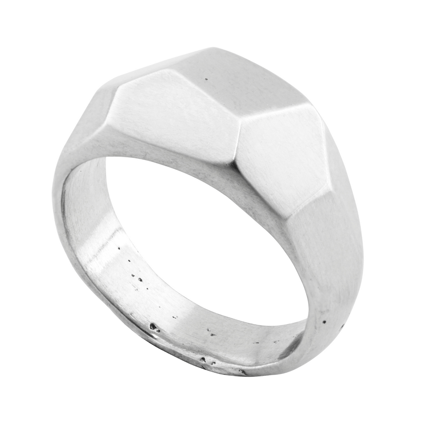 faceted geometric rustic silver sandcast ring