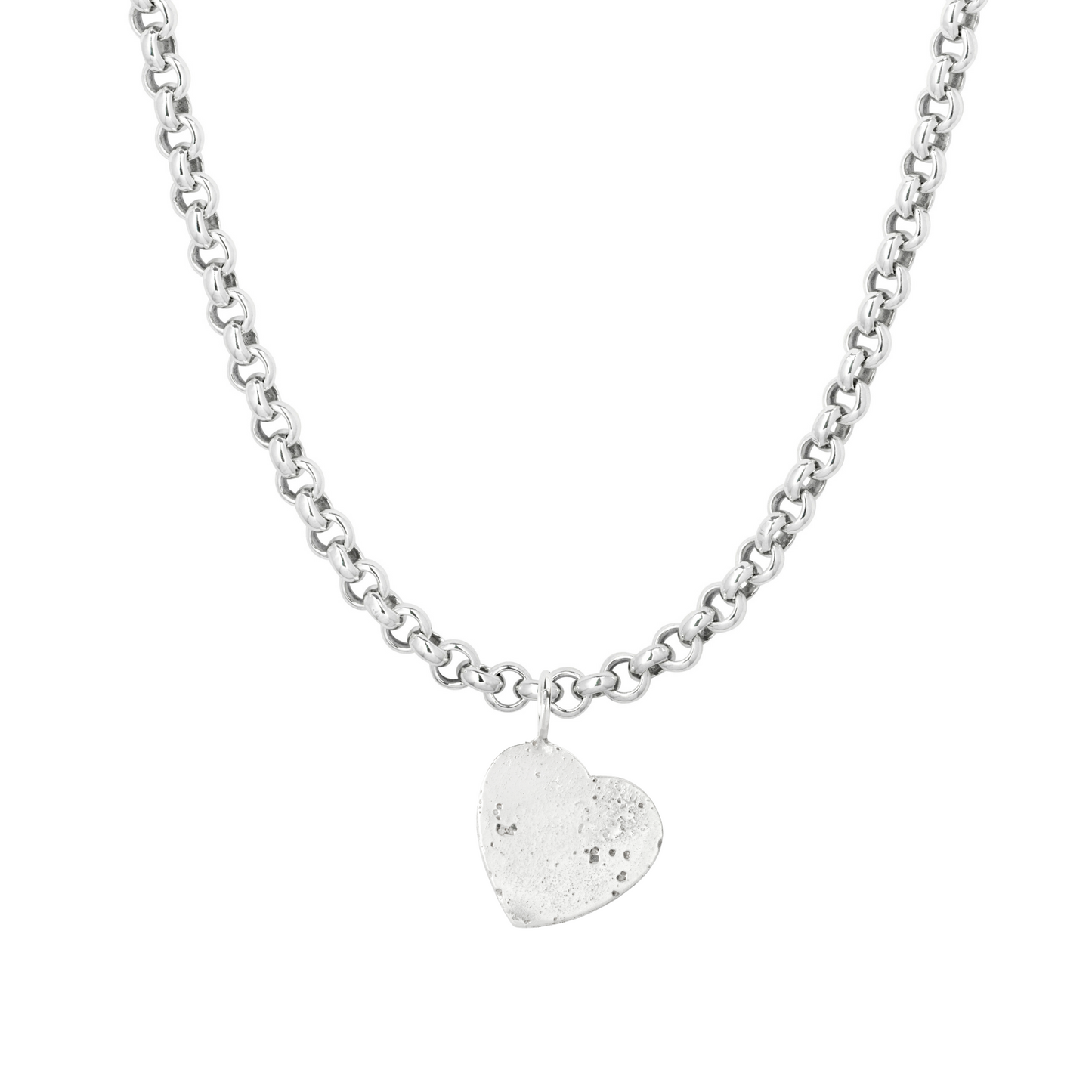 large heart pendant sandcast chunky chain charm necklace