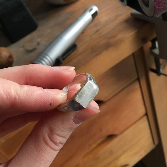 rectangle signet solid silver organic textured sandcast ring
