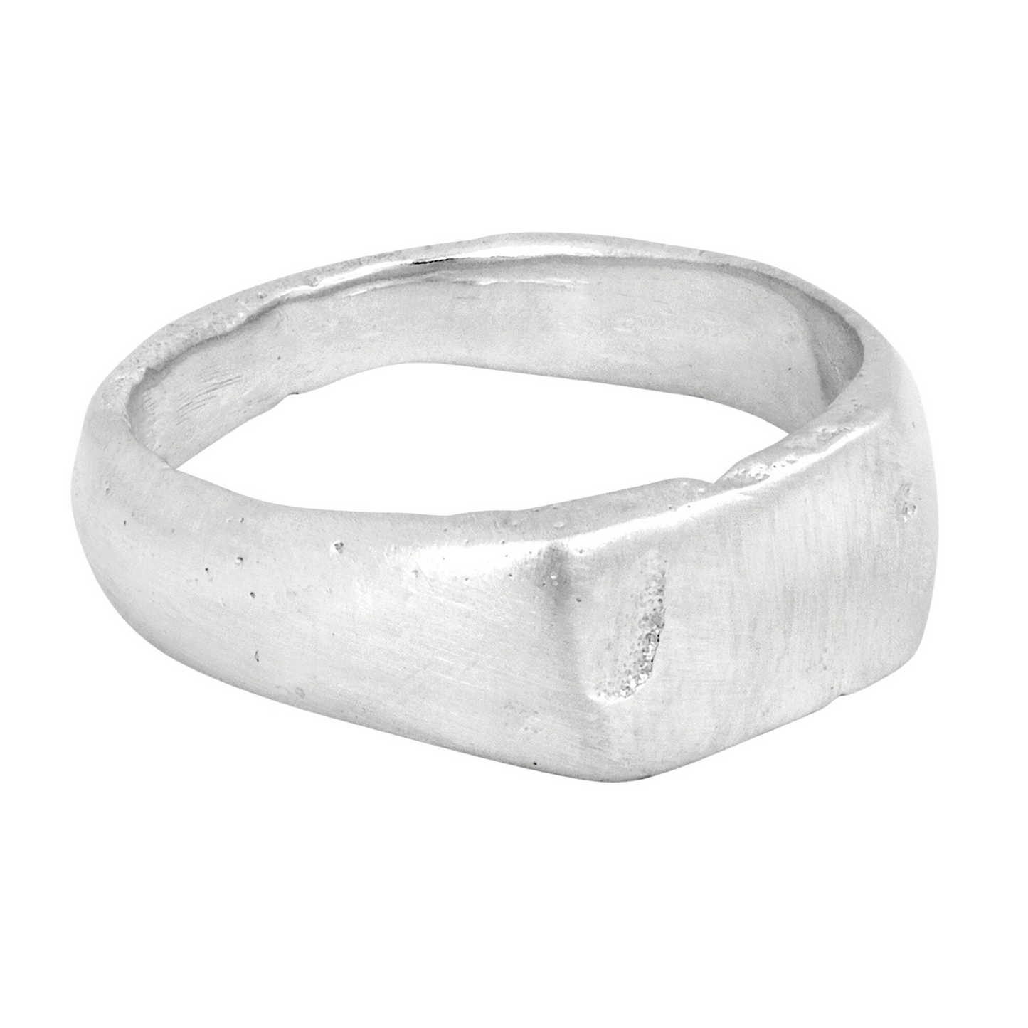 rectangle signet solid silver organic textured sandcast ring