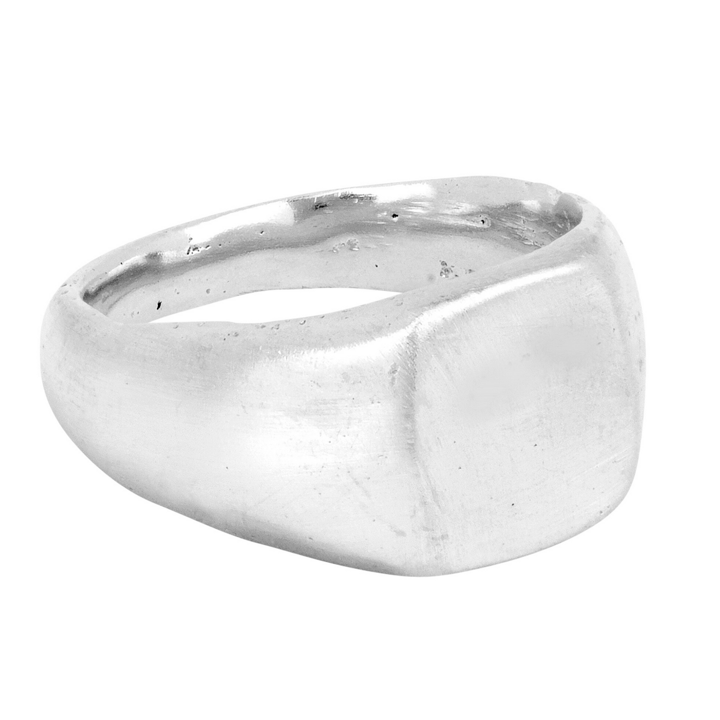 silver square signet ring handmade sandcast ring