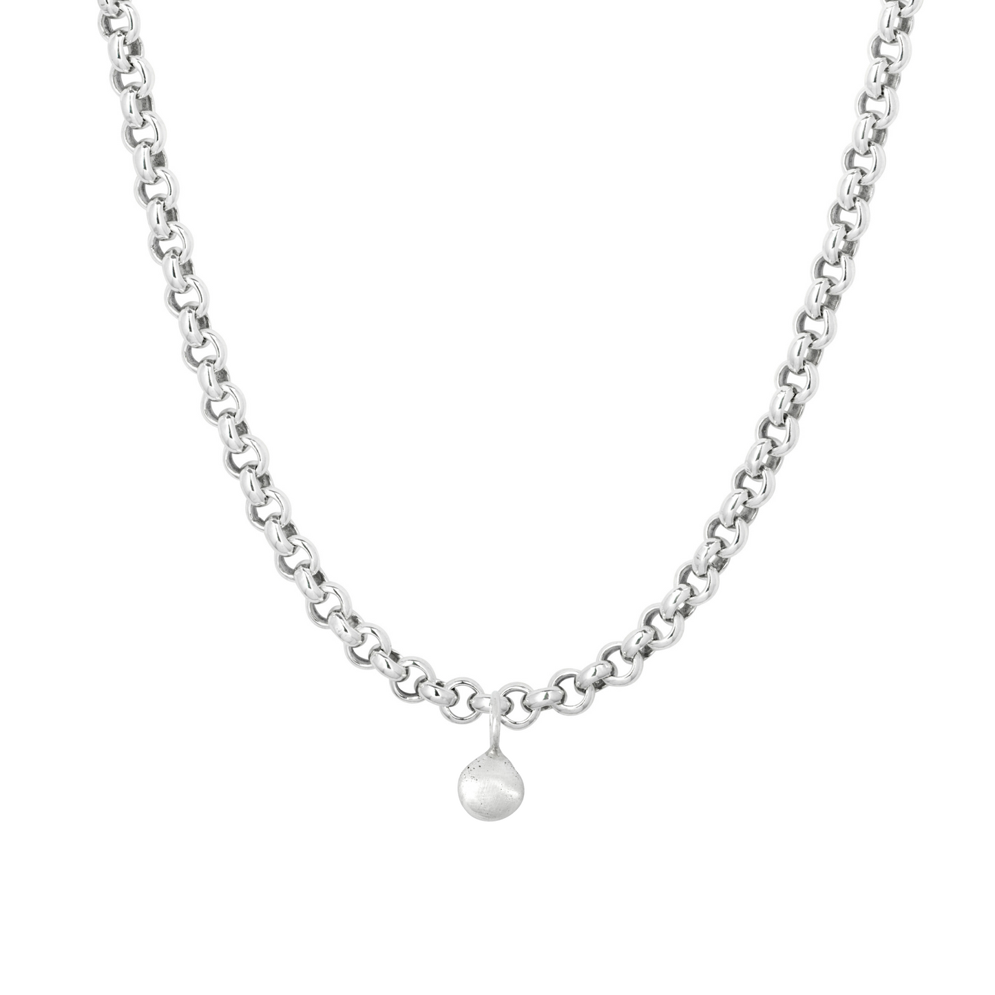 small pebble pendant sandcast chunky chain charm necklace