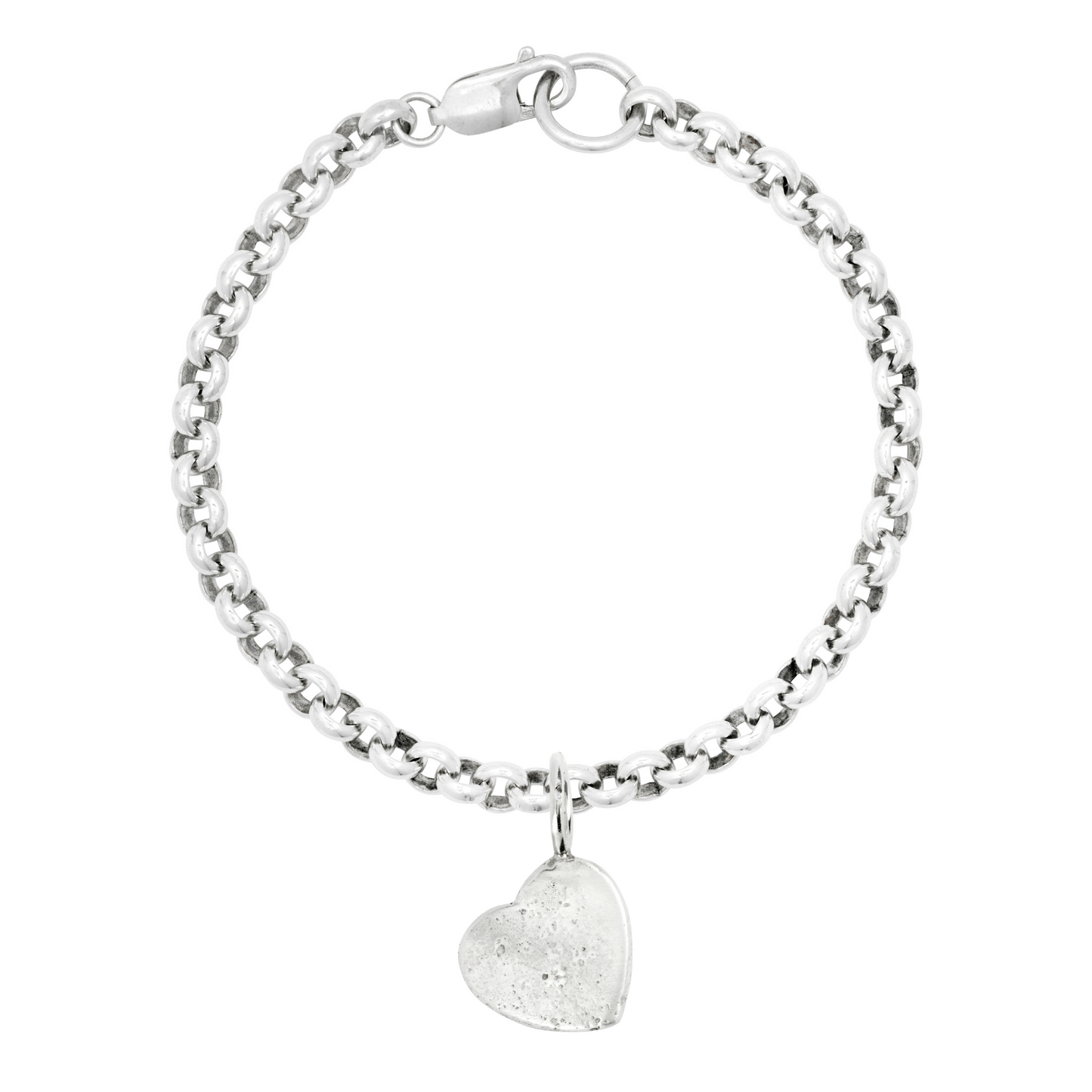 small sandcast love heart charm bracelet