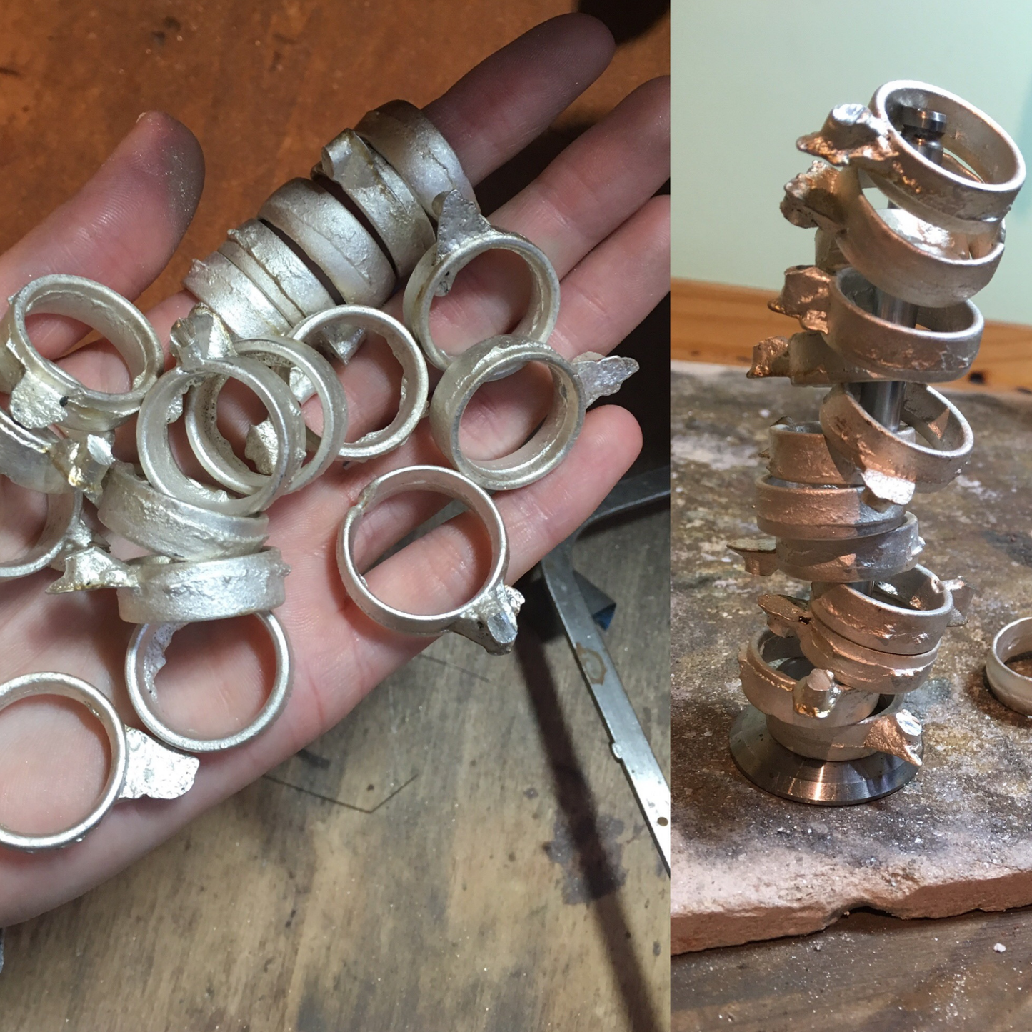 10mm wide domed chunky silver textured organic sandcast ring