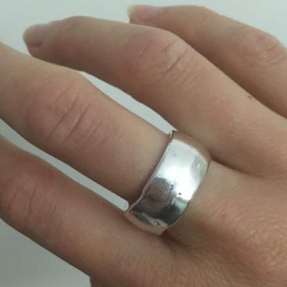10mm wide domed chunky silver textured organic sandcast ring