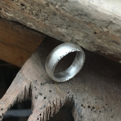10mm wide domed chunky silver textured organic sandcast ring