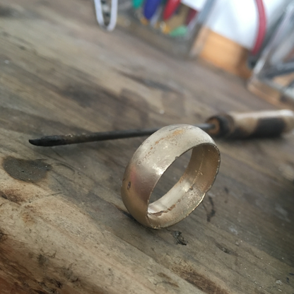 10mm wide domed chunky silver textured organic sandcast ring