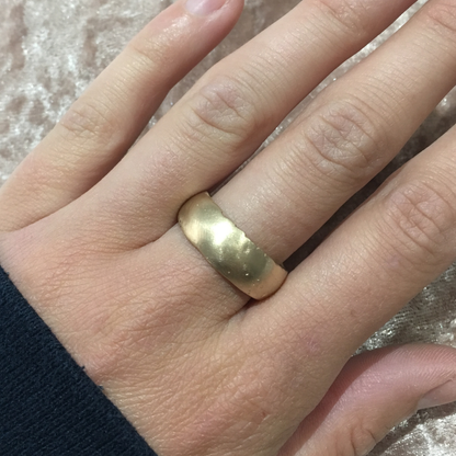 10mm wide domed chunky silver textured organic sandcast ring