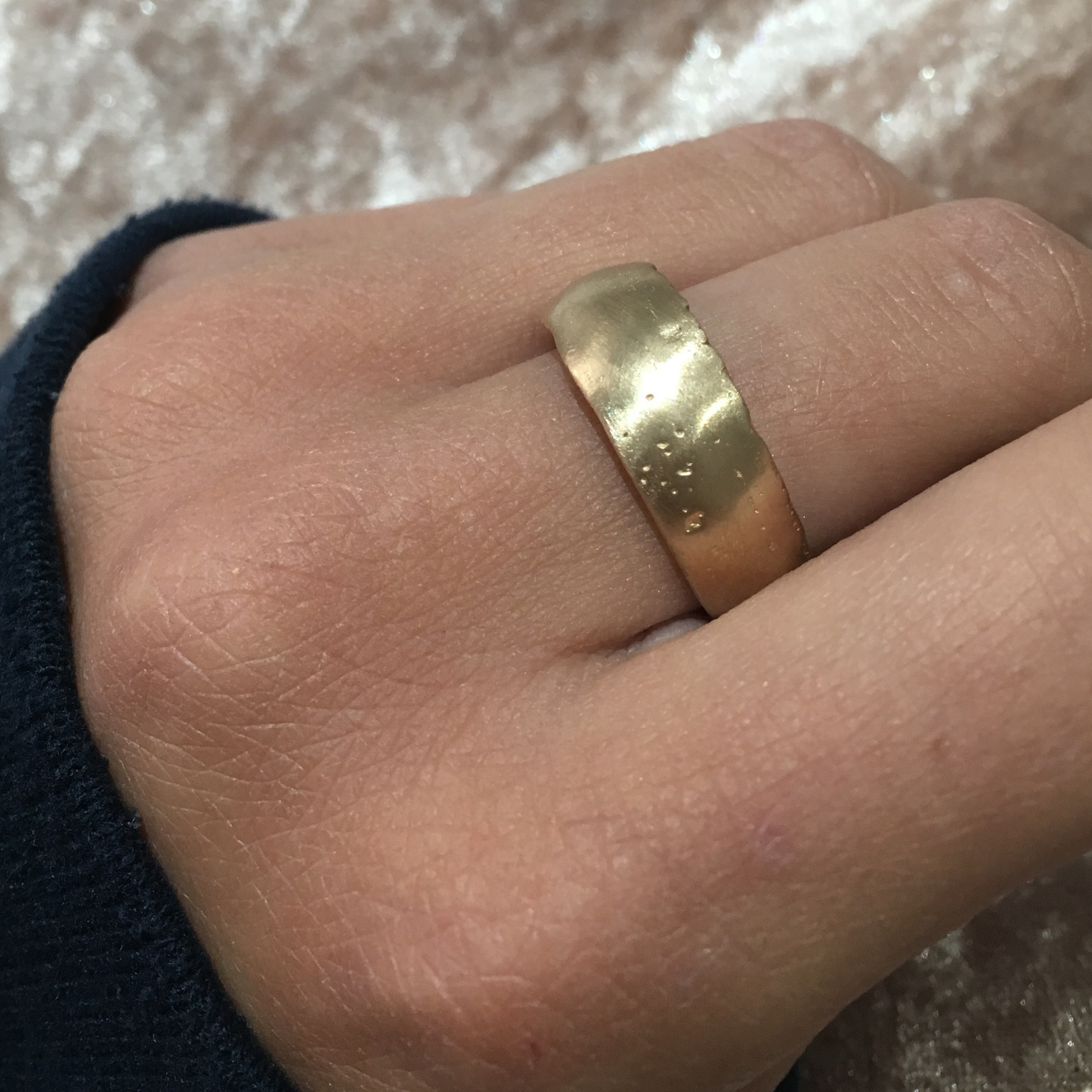 10mm wide domed chunky silver textured organic sandcast ring