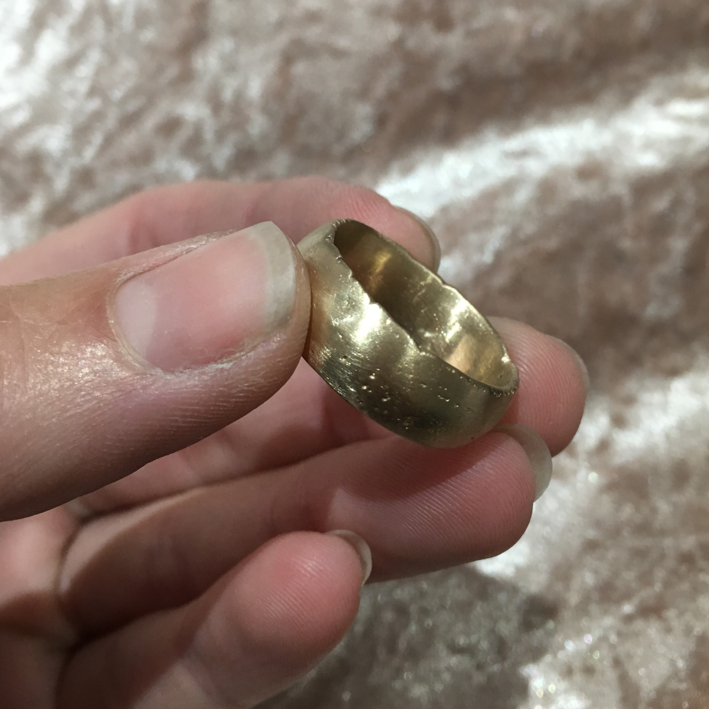 10mm wide domed chunky silver textured organic sandcast ring