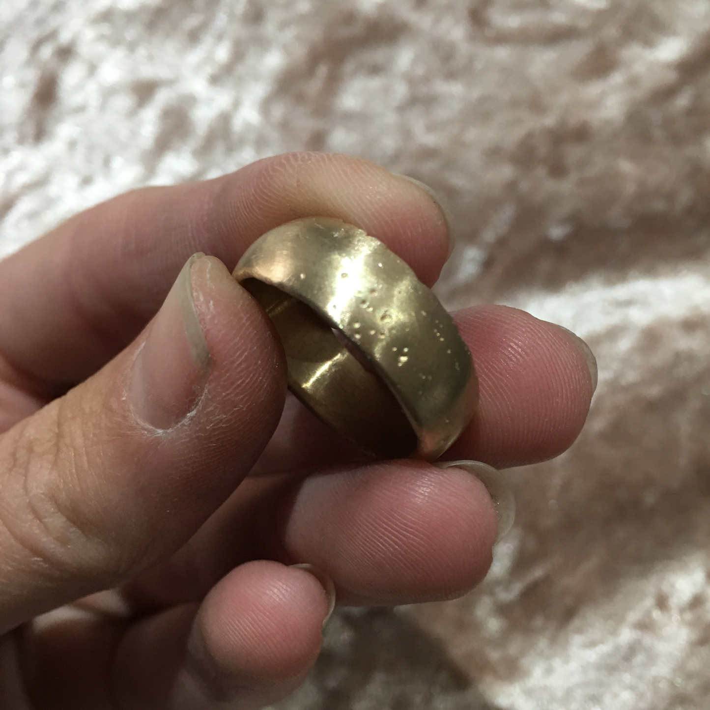 10mm wide domed chunky silver textured organic sandcast ring