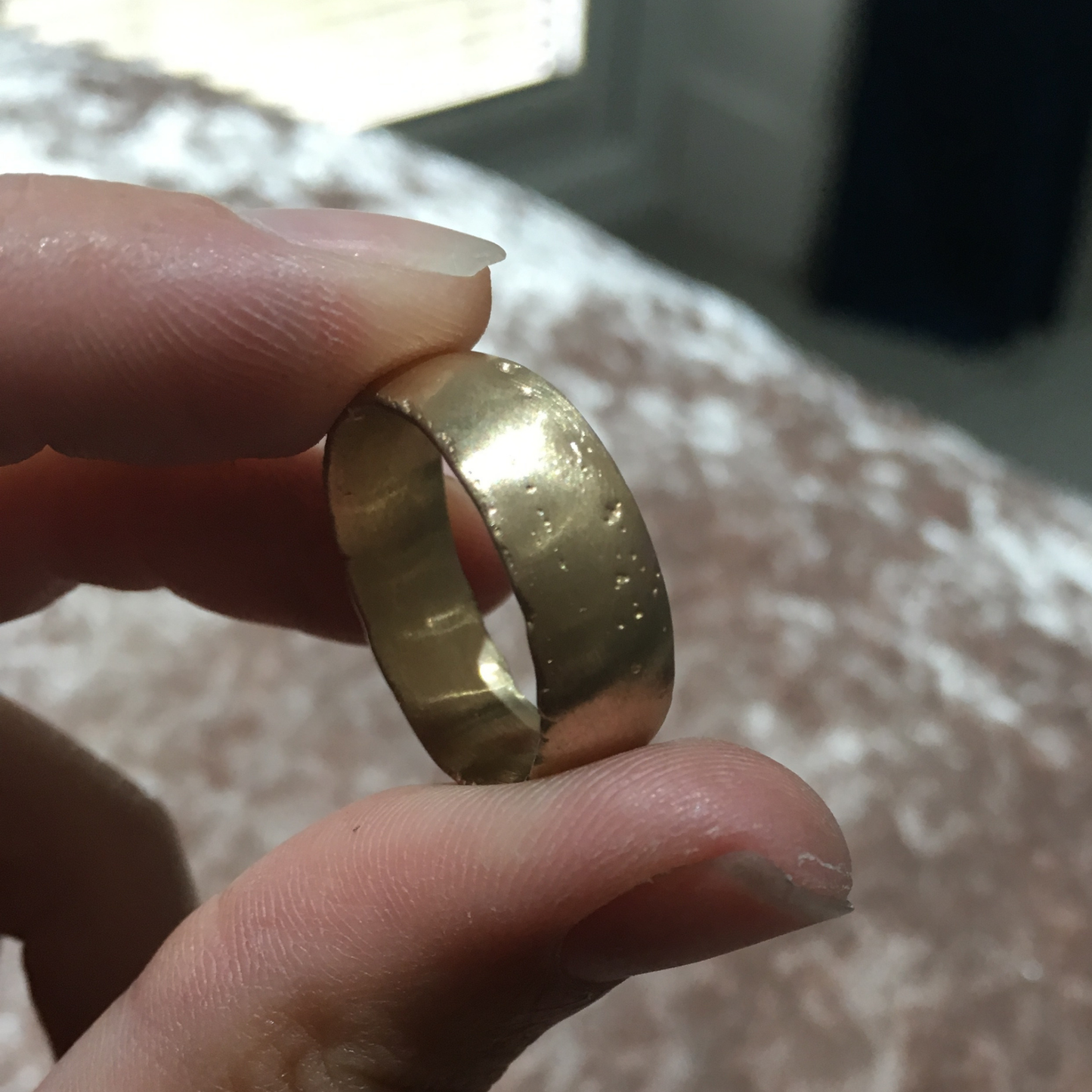 10mm wide domed chunky silver textured organic sandcast ring