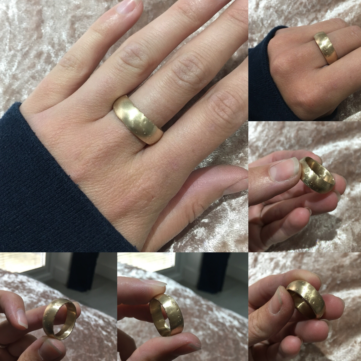 10mm wide domed chunky silver textured organic sandcast ring