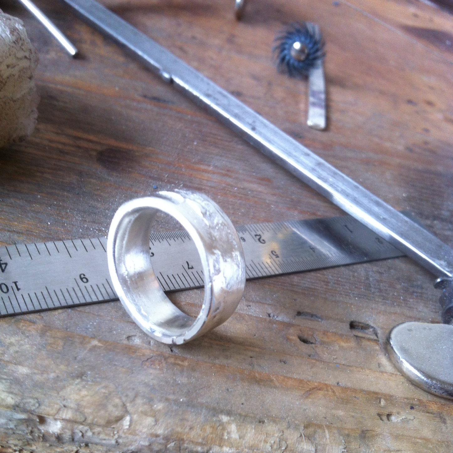 10mm wide flat band chunky statement sandcast ring