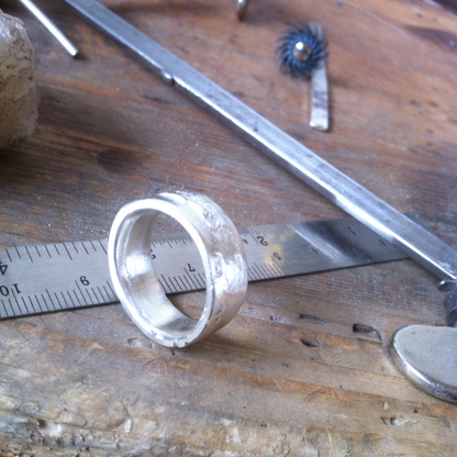 10mm wide flat band chunky statement sandcast ring