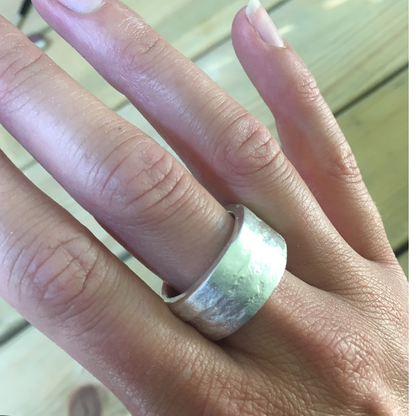 10mm wide flat band chunky statement sandcast ring