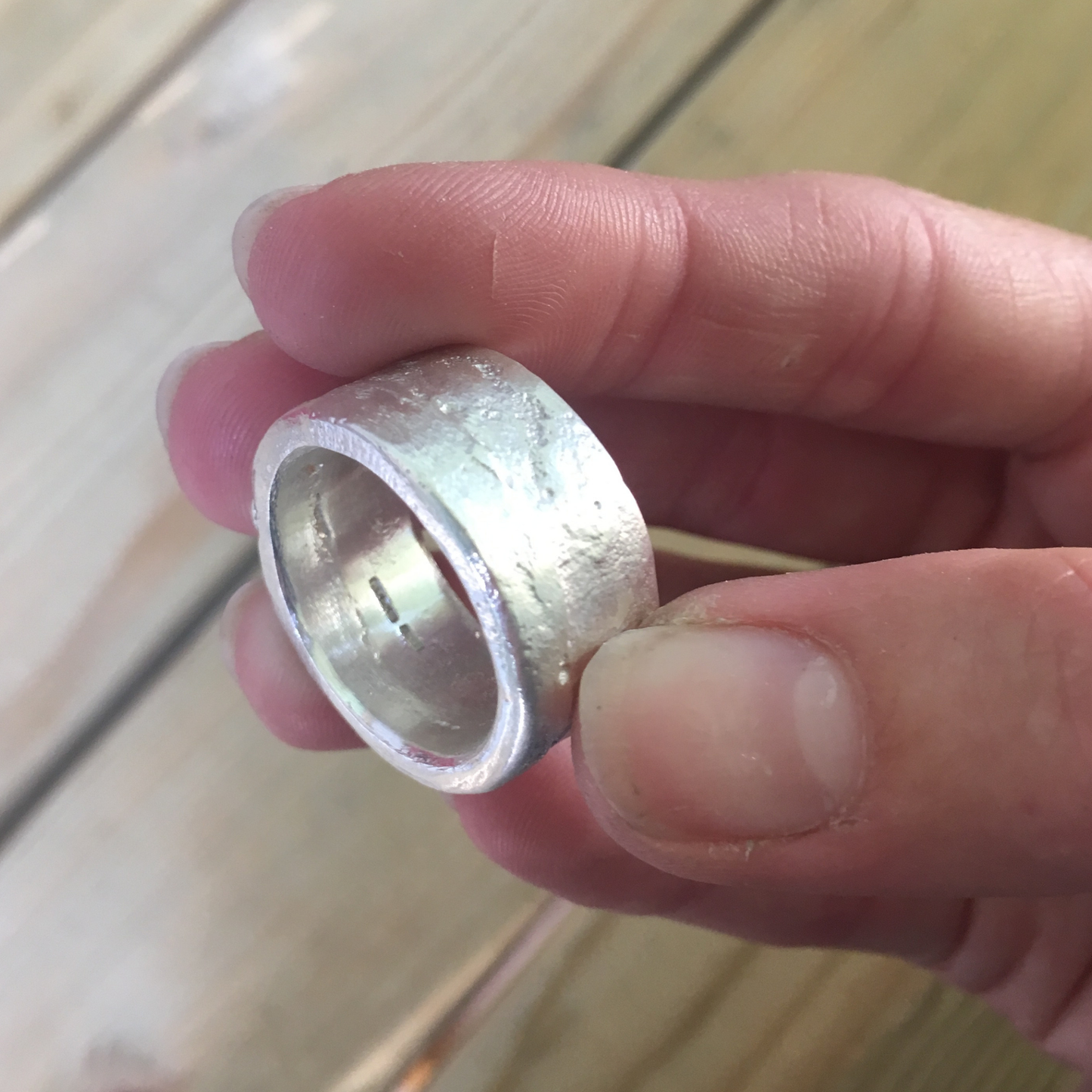 10mm wide flat band chunky statement sandcast ring