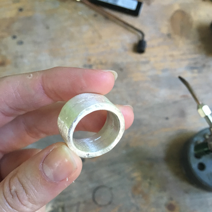 10mm wide flat band chunky statement sandcast ring