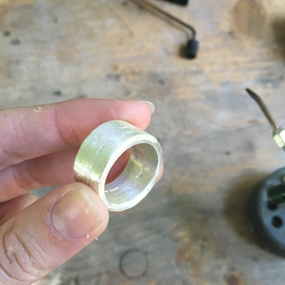 10mm wide flat band chunky statement sandcast ring