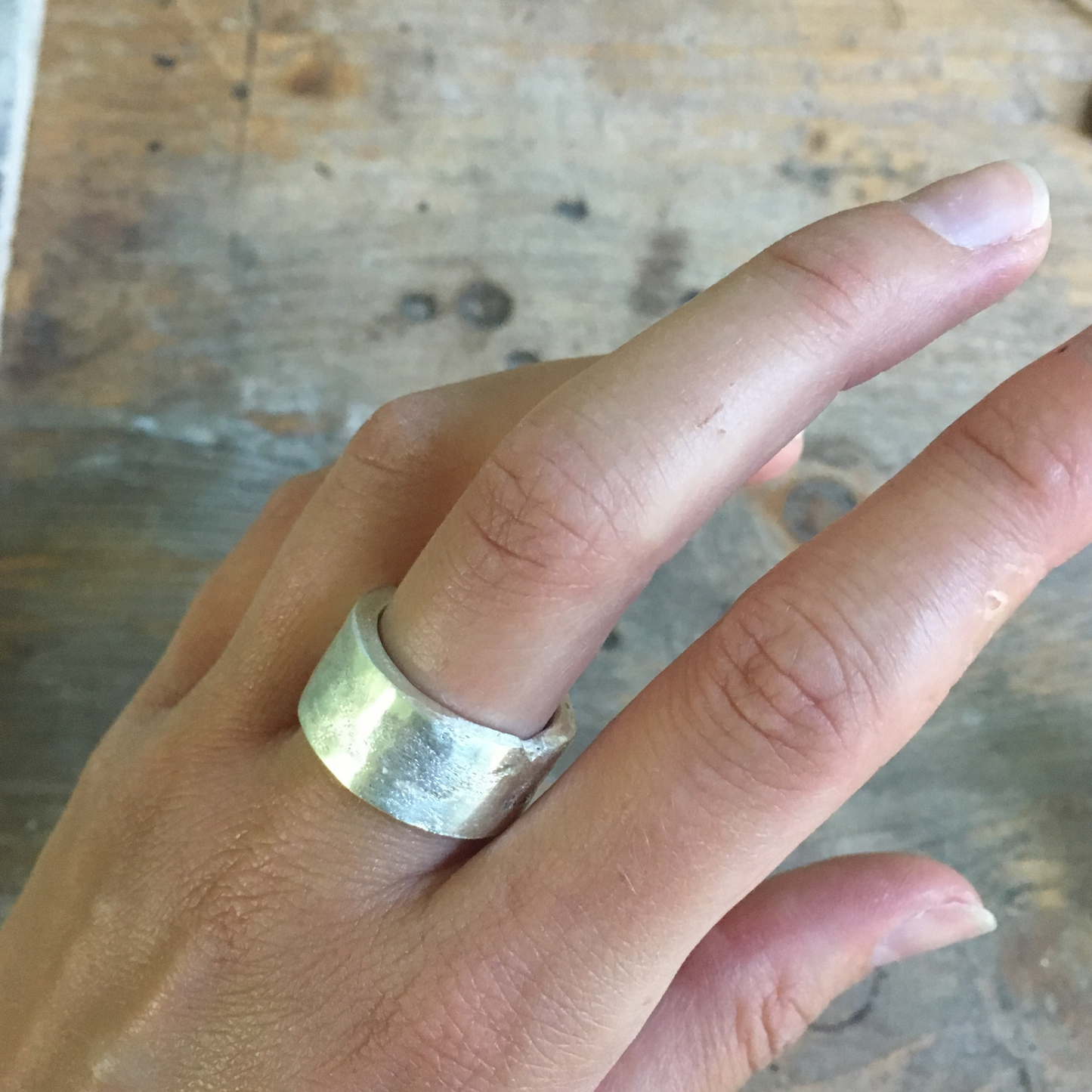 10mm wide flat band chunky statement sandcast ring