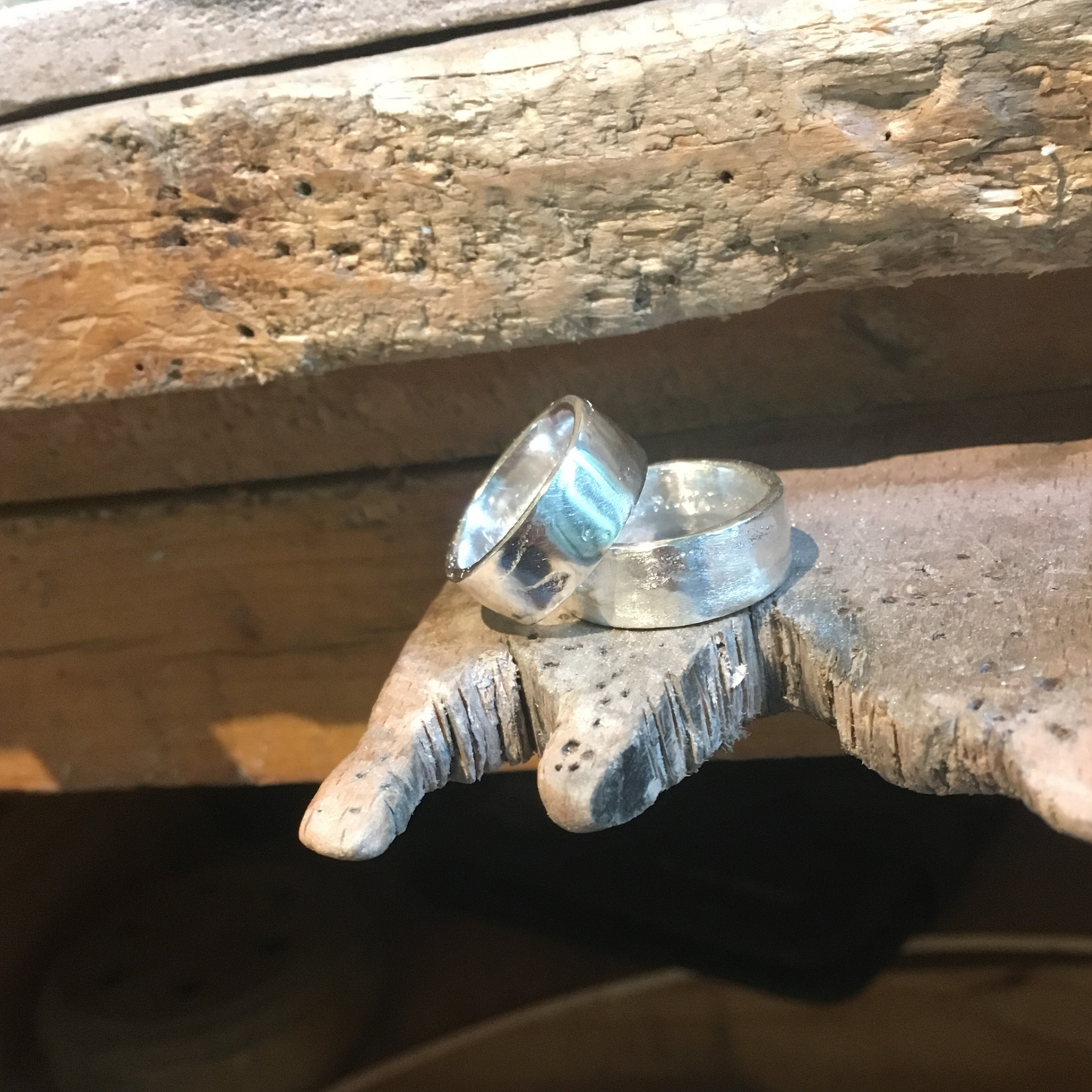 10mm wide flat band chunky statement sandcast ring