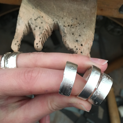 10mm wide flat band chunky statement sandcast ring