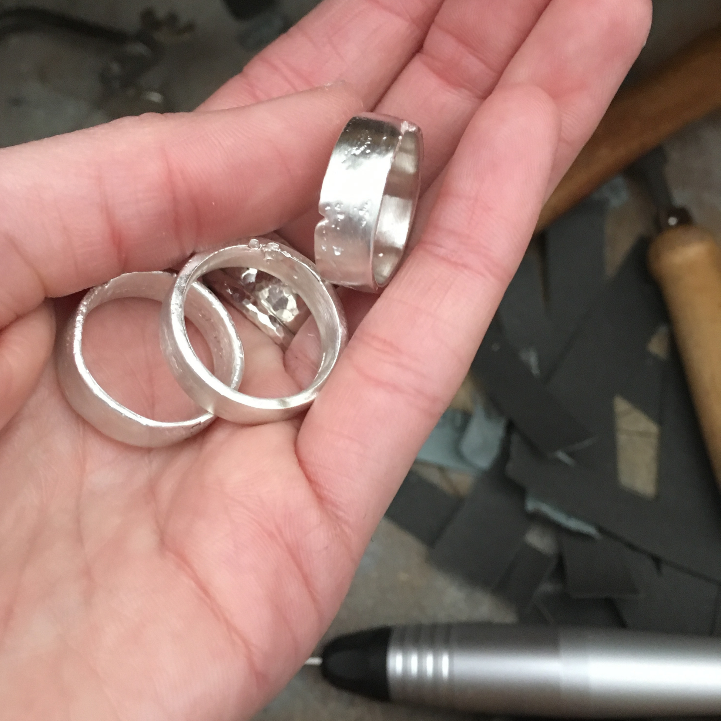 10mm wide flat band chunky statement sandcast ring