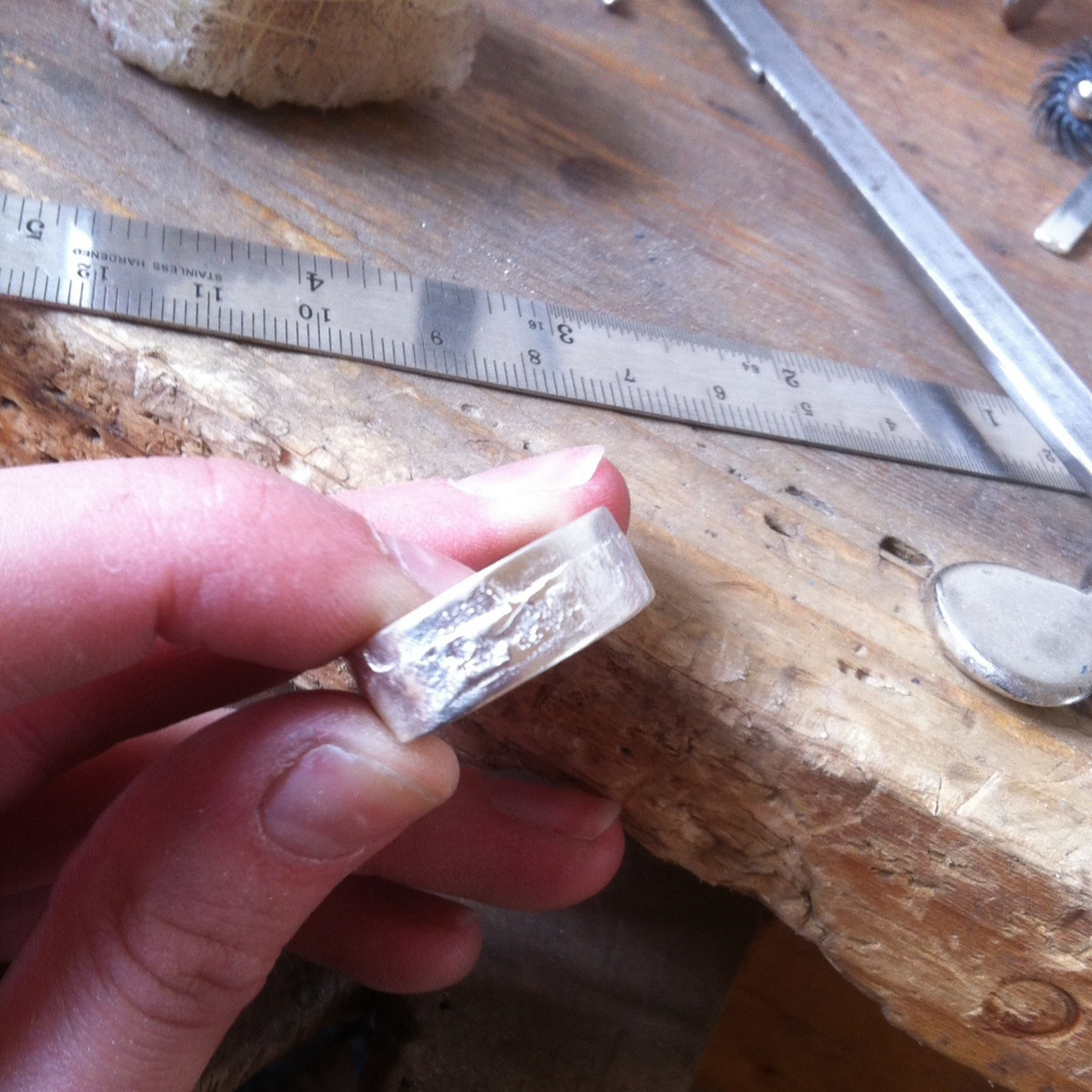 10mm wide flat band chunky statement sandcast ring
