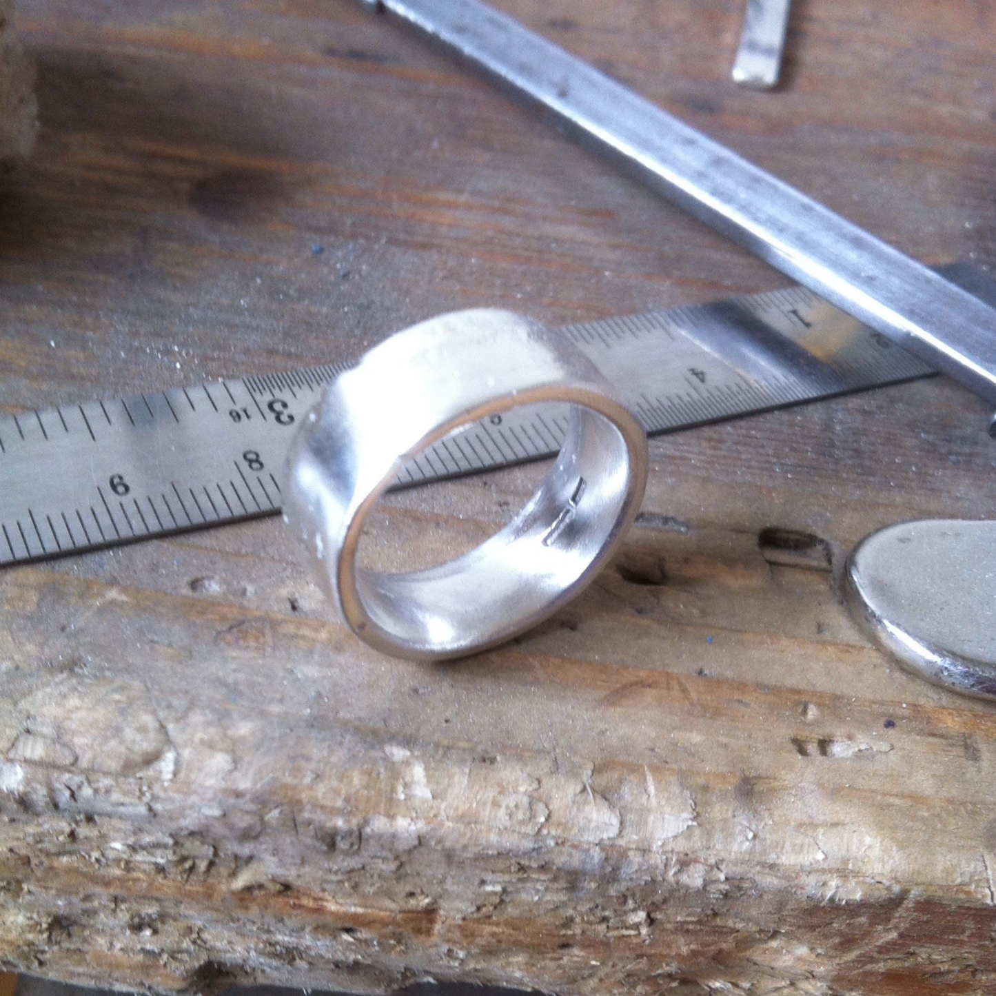 10mm wide flat band chunky statement sandcast ring