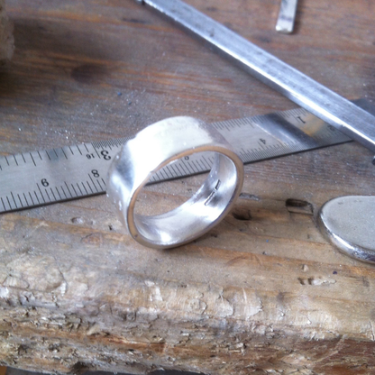 10mm wide flat band chunky statement sandcast ring