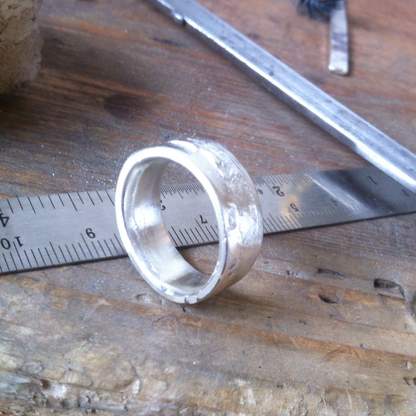 10mm wide flat band chunky statement sandcast ring