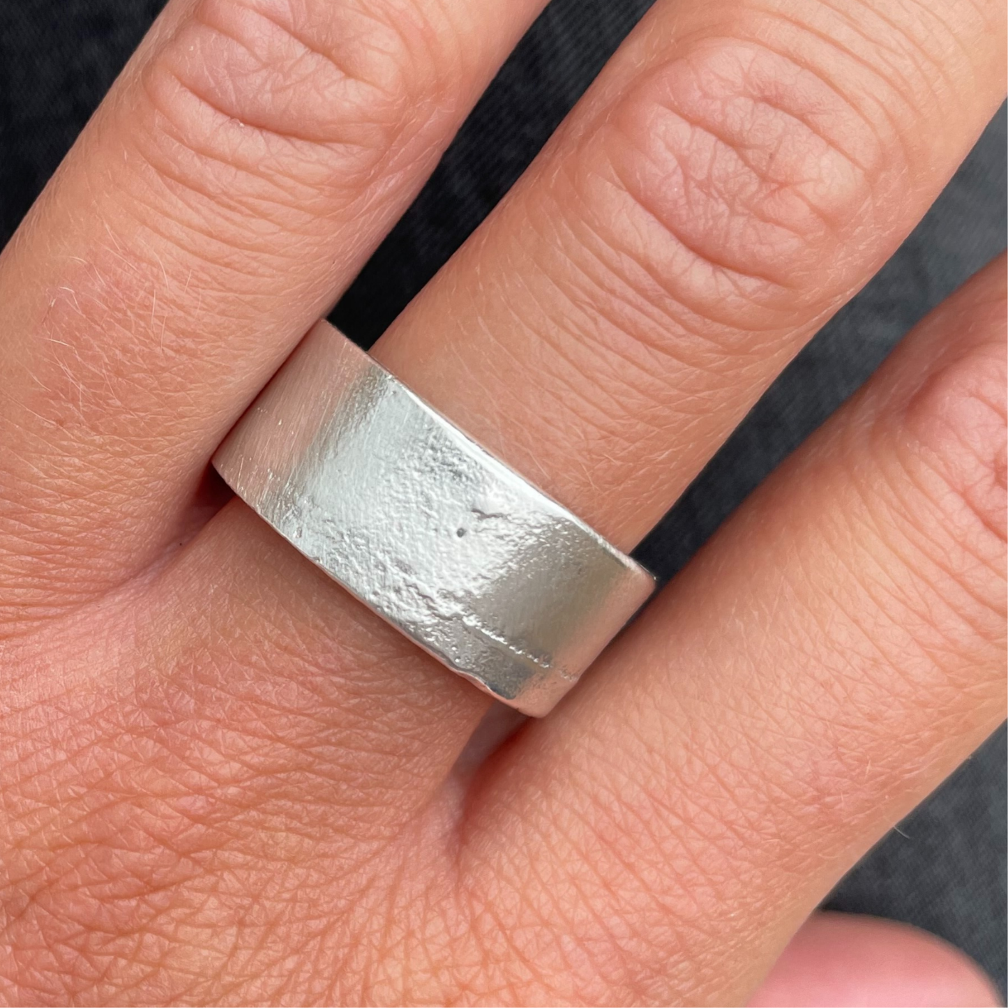 10mm wide flat band chunky statement sandcast ring