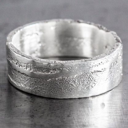 10mm wide flat band chunky statement sandcast ring