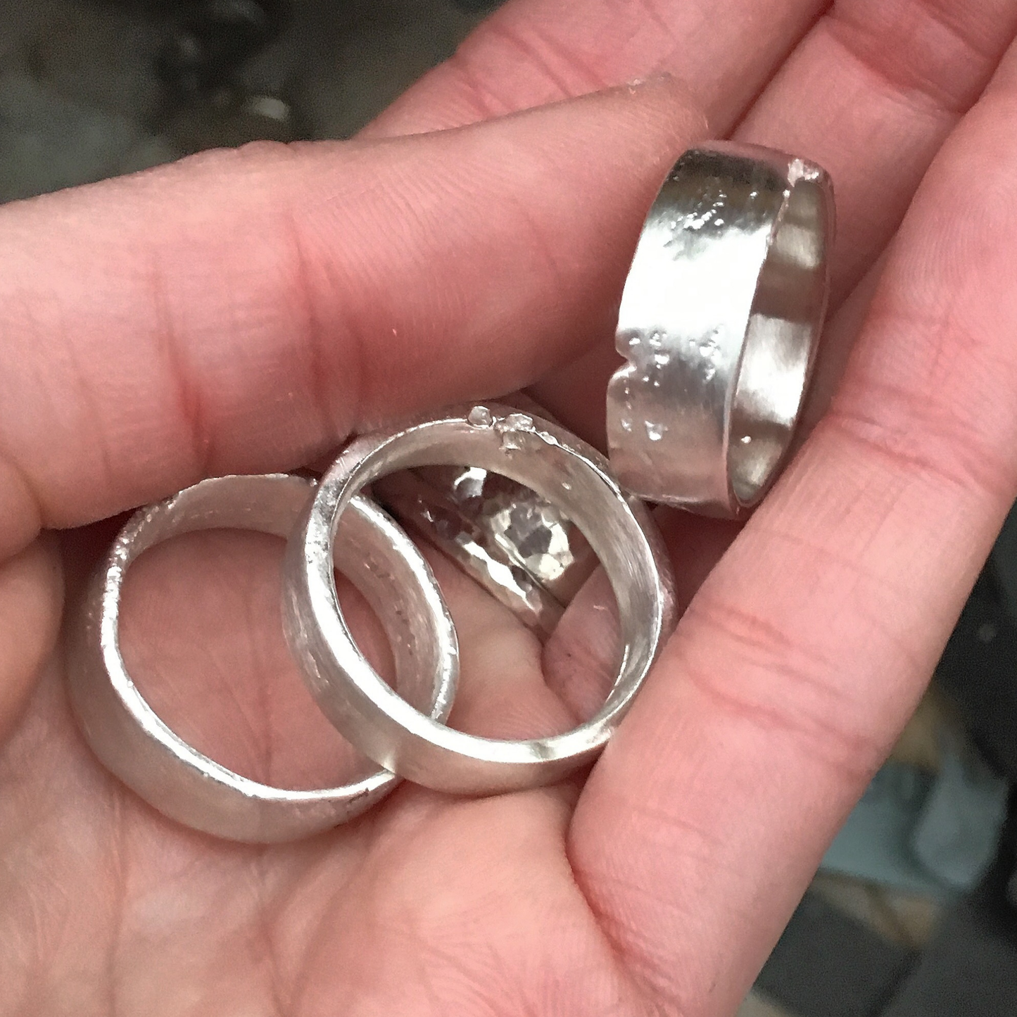 10mm wide flat band chunky statement sandcast ring