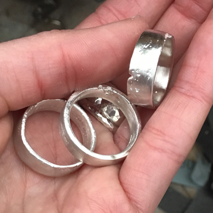 10mm wide flat band chunky statement sandcast ring