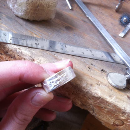 10mm wide flat band chunky statement sandcast ring