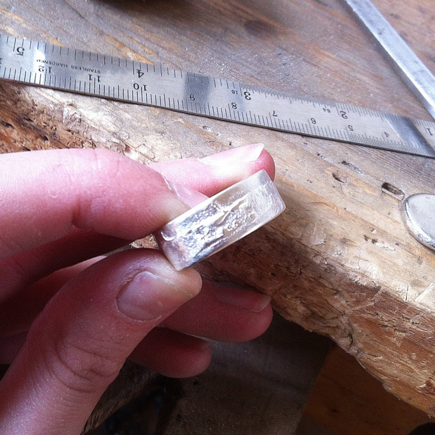 10mm wide flat band chunky statement sandcast ring