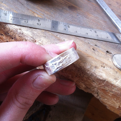 10mm wide flat band chunky statement sandcast ring