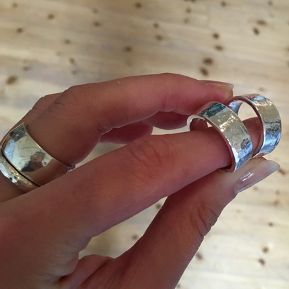 10mm wide flat band chunky statement sandcast ring