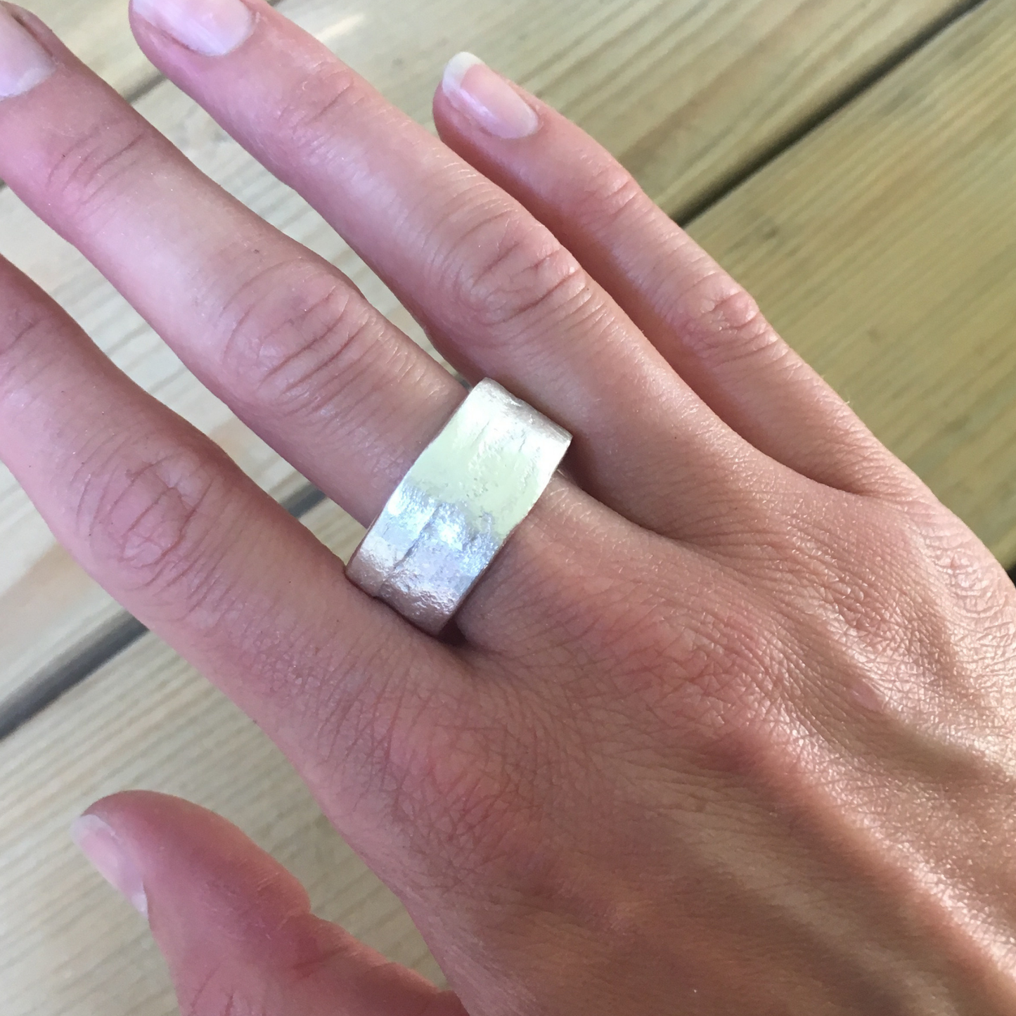 10mm wide flat band chunky statement sandcast ring