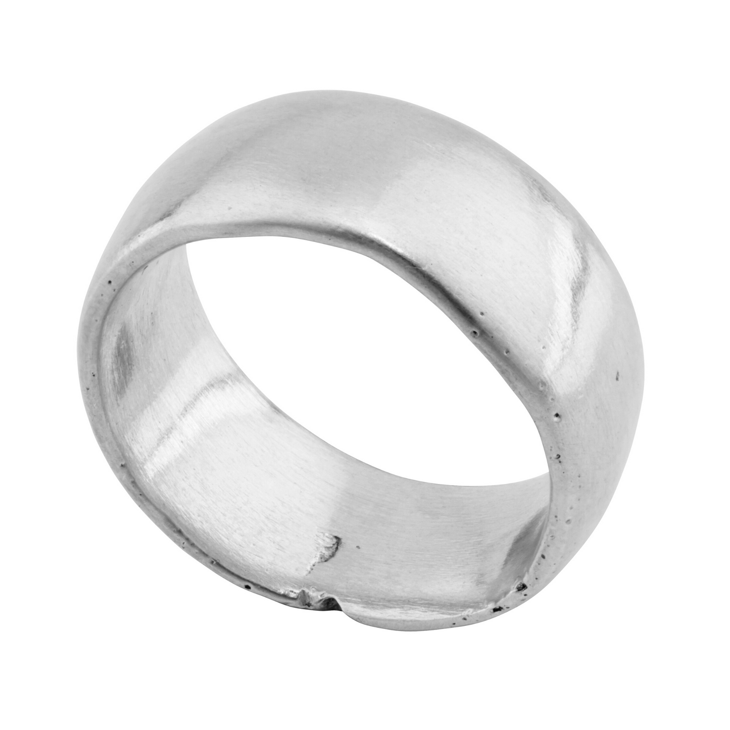 10mm wide domed chunky silver textured organic sandcast ring
