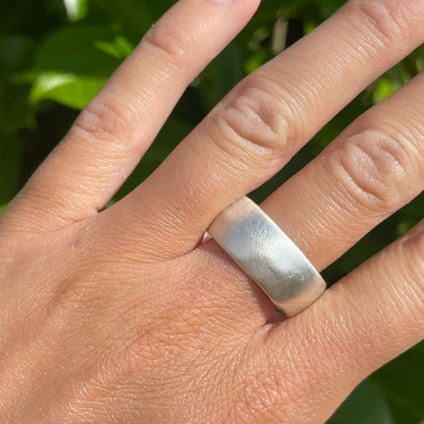 10mm wide domed chunky silver textured organic sandcast ring