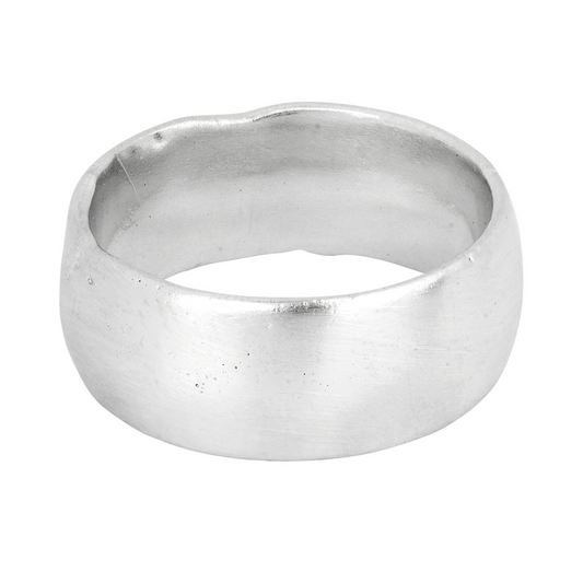 10mm wide domed chunky silver textured organic sandcast ring