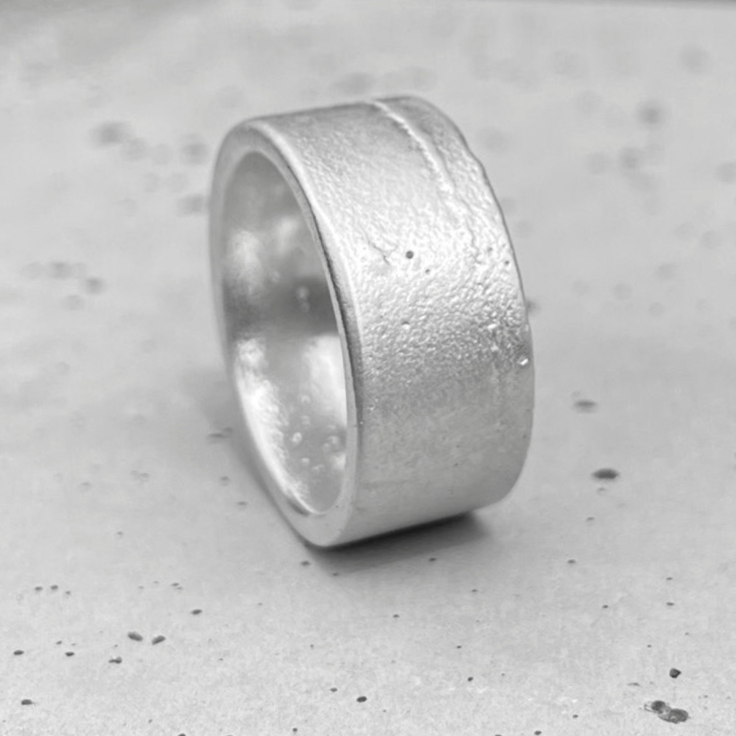 10mm wide flat band chunky statement sandcast ring