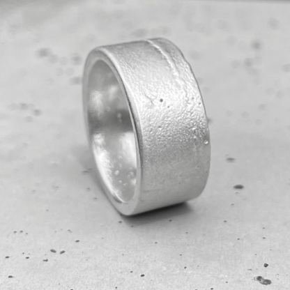 10mm wide flat band chunky statement sandcast ring