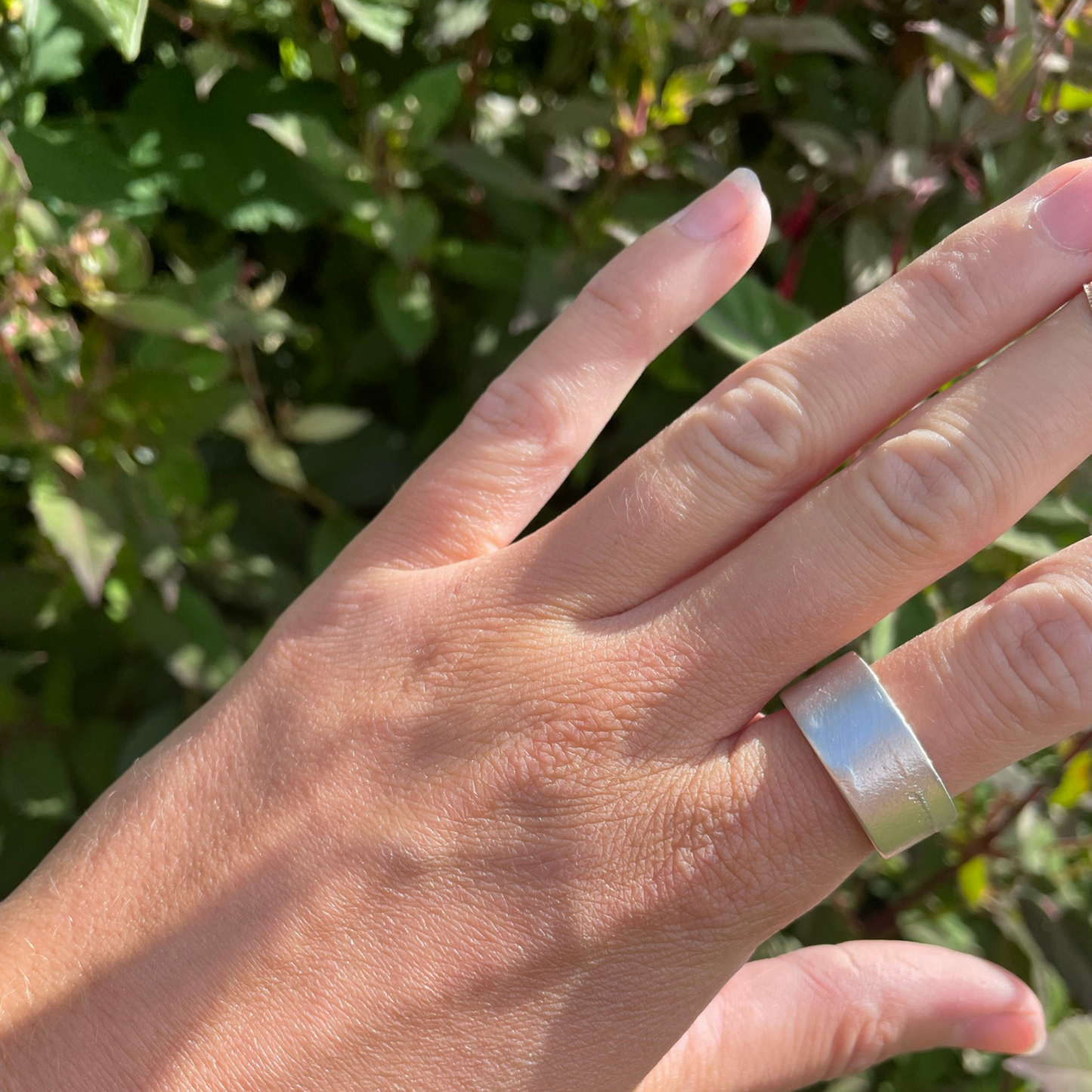 10mm wide flat band chunky statement sandcast ring