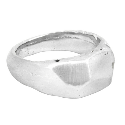 faceted geometric rustic silver sandcast ring