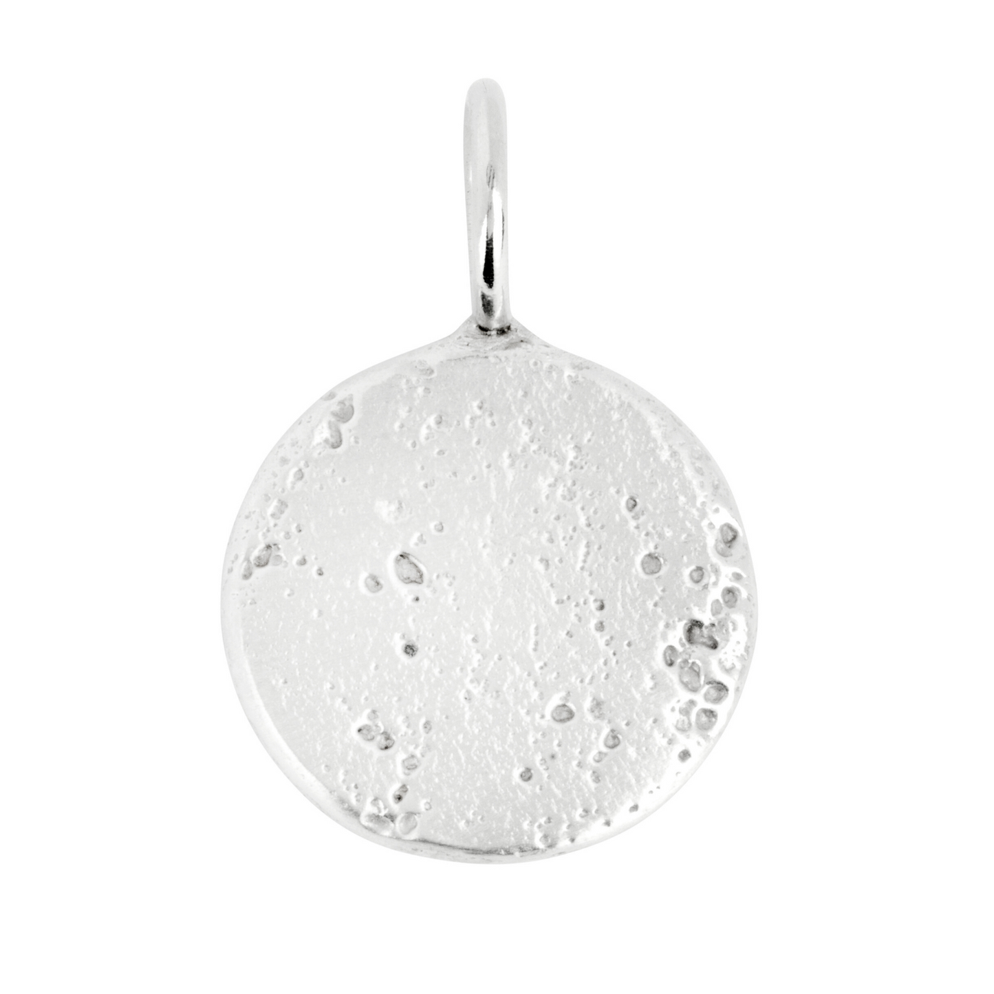 large round unique silver organic medallion sandcast charm