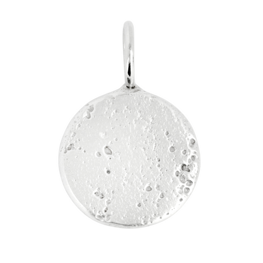 large round unique silver organic medallion sandcast charm